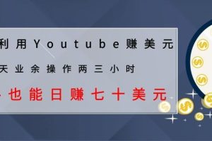 （1037期）教你利用Youtube赚美元，每天操作两三小时新手日入七十美元（26节视频课）