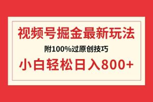 （8826期）视频号掘金，小白轻松日入800+（附100%过原创技巧）