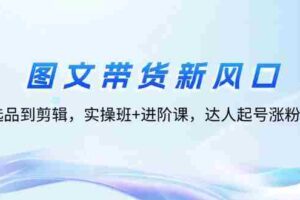 （12306期）图文带货新风口：从选品到剪辑，实操班+进阶课，达人起号涨粉实战