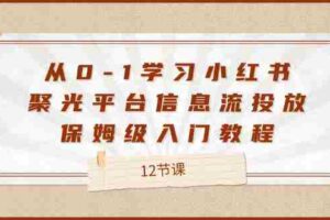 （12020期）从0-1学习小红书 聚光平台信息流投放，保姆级入门教程（12节课）