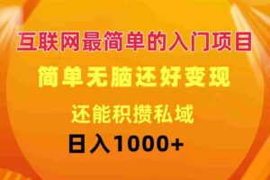（11922期）互联网最简单的入门项目：简单无脑变现还能积攒私域一天轻松1000+