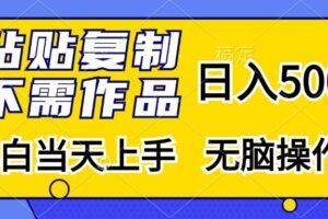 （13242期）粘贴复制，无需作品，日入500+，小白当天上手，无脑操作