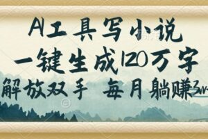 （14256期）AI工具写小说，一键生成120万字，解放双手，每月躺赚3w+