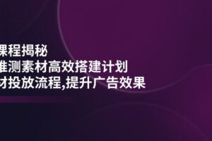 （14317期）千川课程揭秘：随心推测素材高效搭建计划,新素材投放流程,提升广告效果