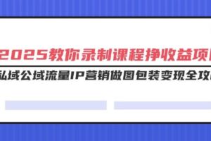 （14486期）2025教你录制课程挣收益项目，私域公域流量IP营销做图包装变现全攻略