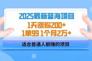 （14573期）2025蓝海项目 1天涨粉200+ 1单99 1个月2万+