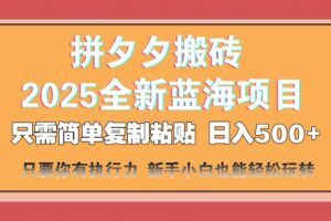 （14104期）拼夕夕搬砖  日入500+ 2025最新蓝海项目 只需简单复制粘贴 日入500+ 新…